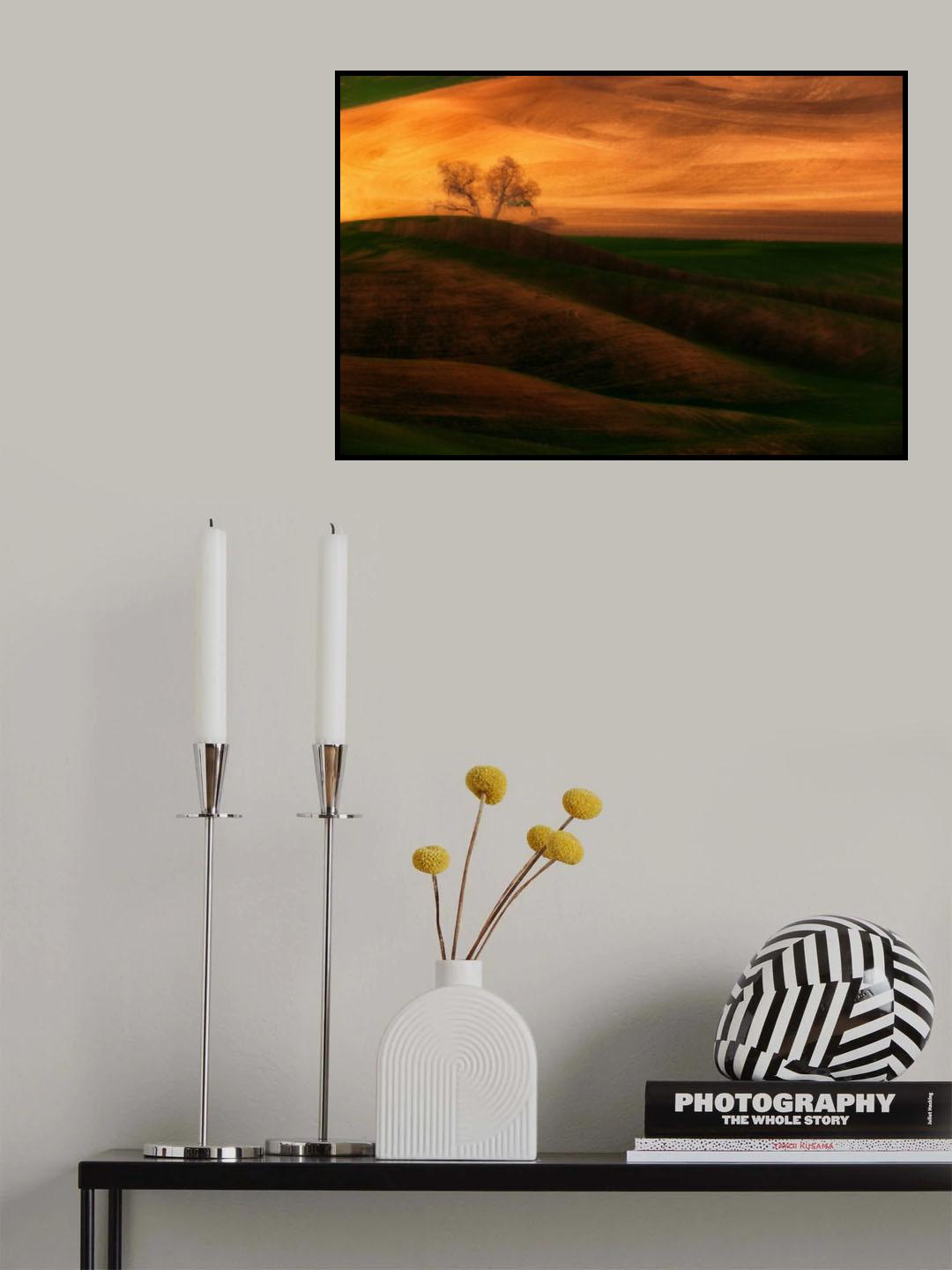 Sunset Tree on Field Poster och Canvastavla