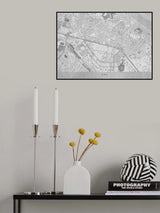 Gray map of Kiev downtown (pre-war) Poster och Canvastavla