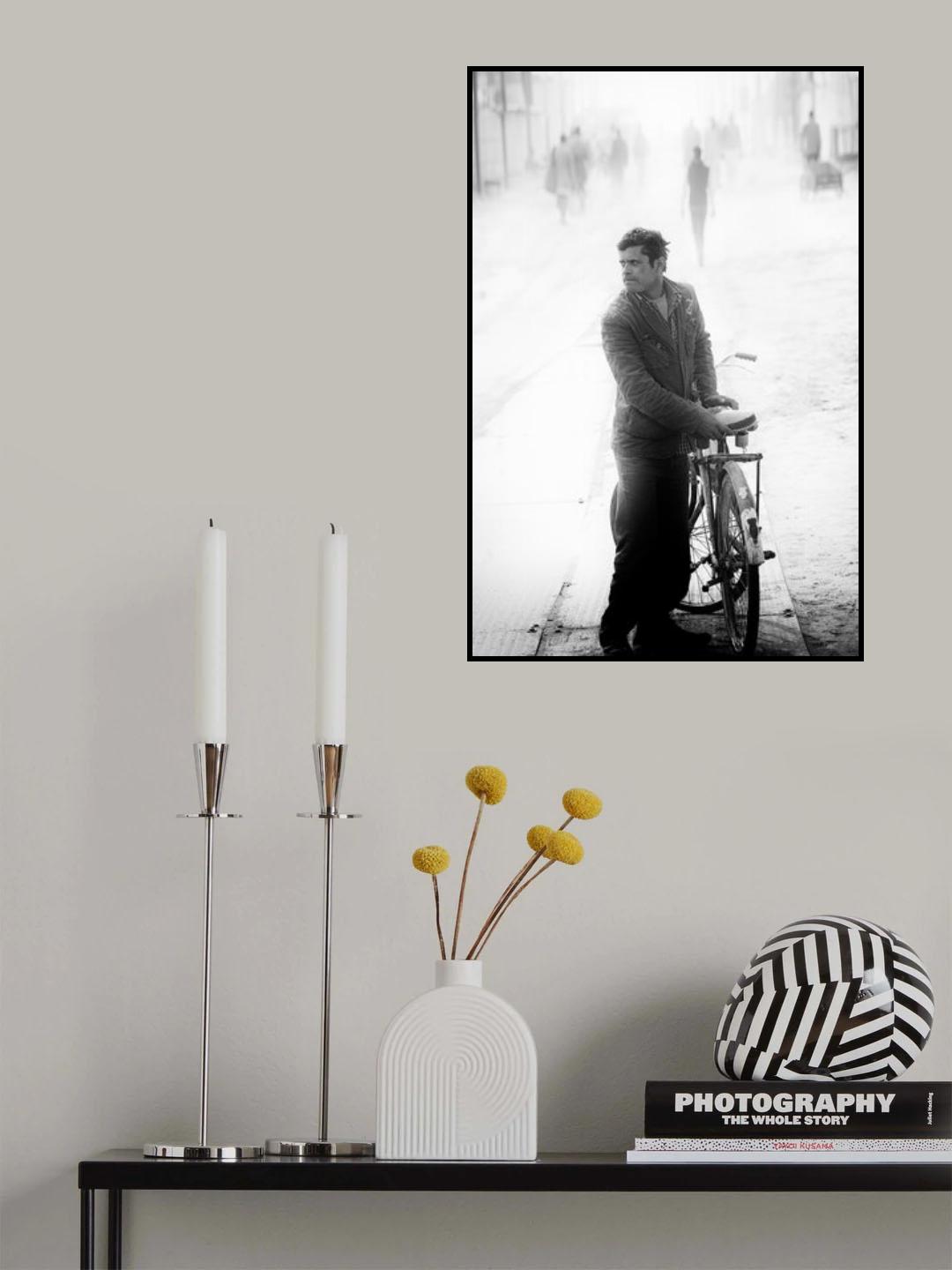 A man with his bicycle at morning, Allahabad Poster och Canvastavla