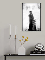 A man with his bicycle at morning, Allahabad Poster och Canvastavla