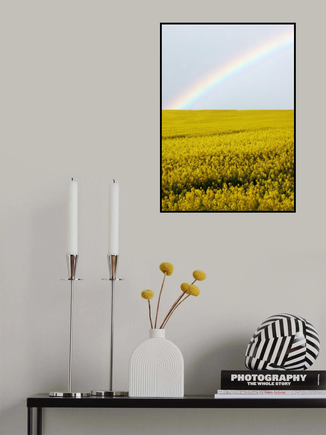 Field Yellow Flowers Rainbow Poster och Canvastavla