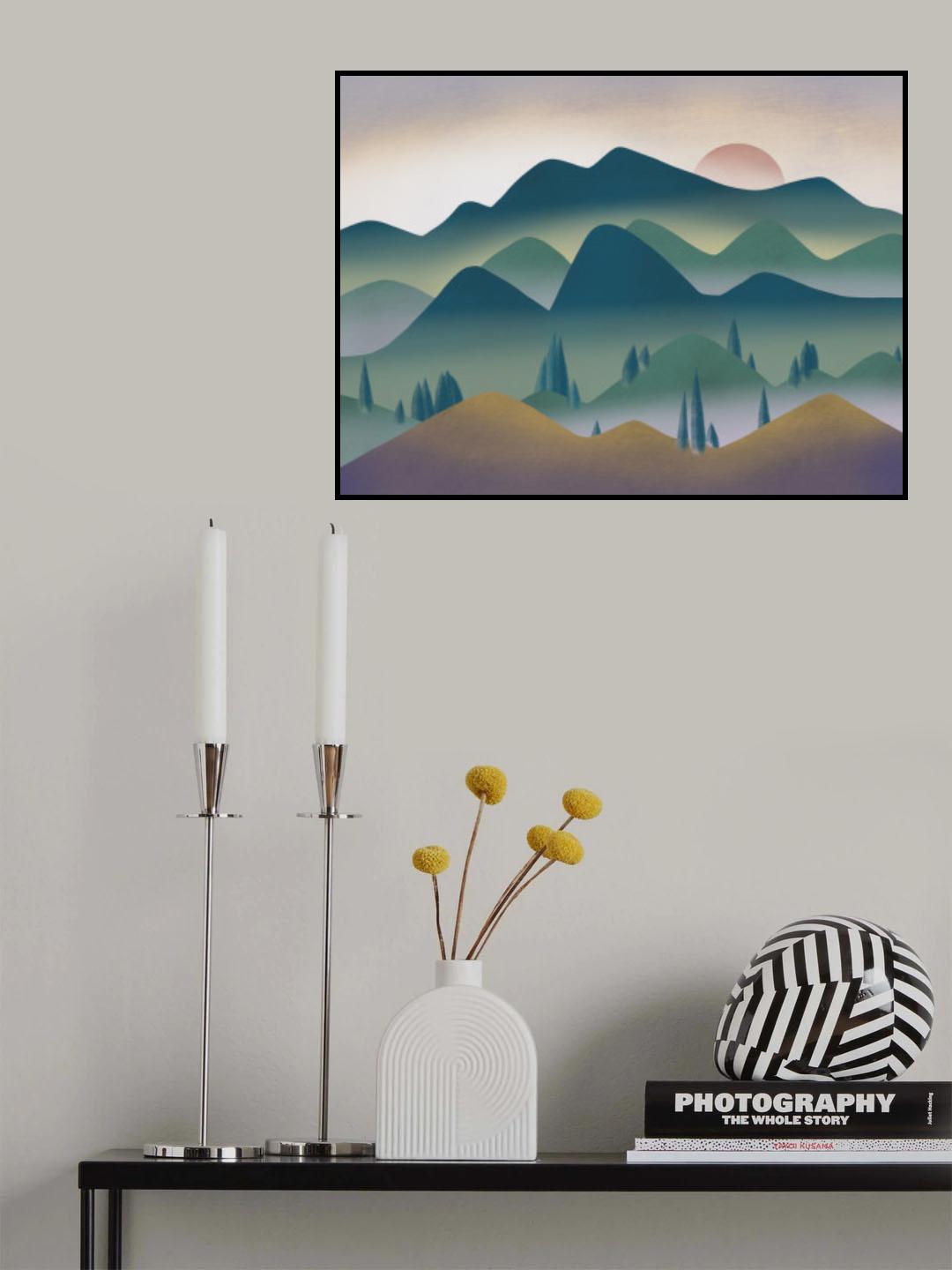 Mountain Range At Dawn Poster och Canvastavla