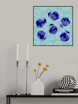 Navy Blue Floral Apples On Mint Pattern Copy Poster och Canvastavla