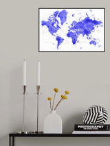 Watercolor world map with cities, Uyen Poster och Canvastavla