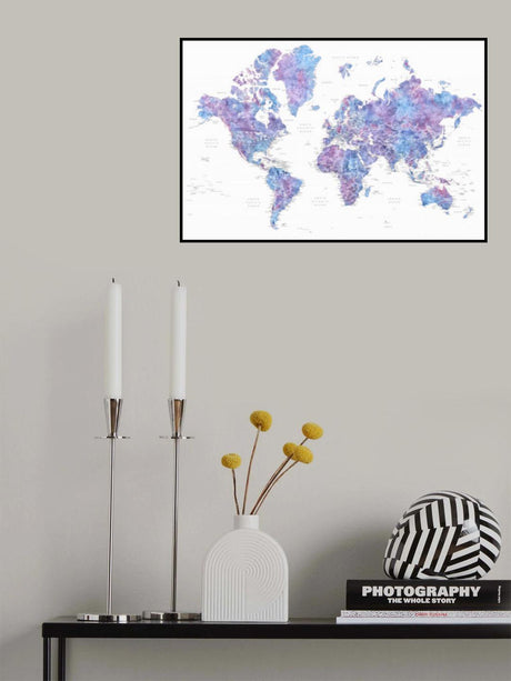 Detailed world map with cities, Raul Poster och Canvastavla