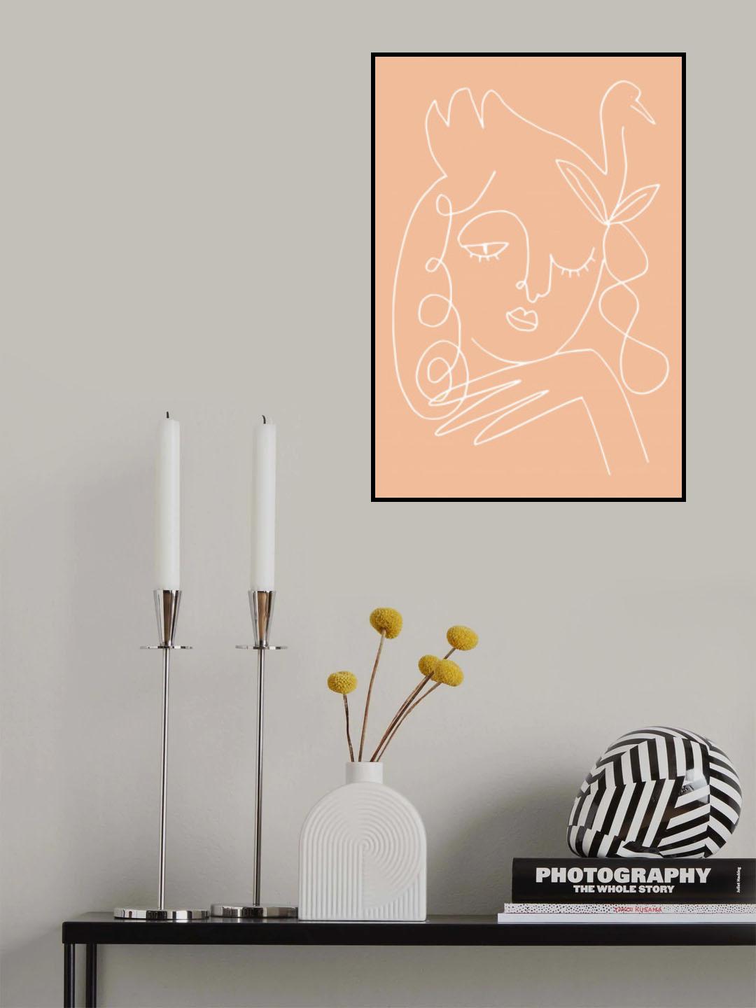 Swan Woman Peach Poster och Canvastavla