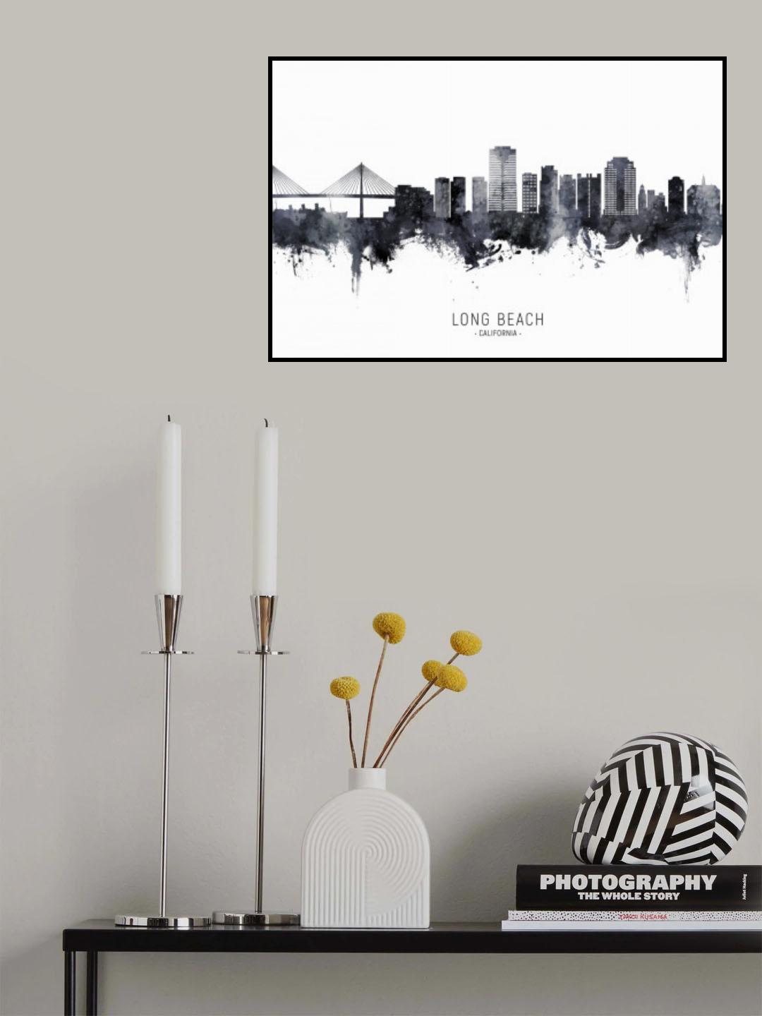 Long Beach California Skyline Poster och Canvastavla