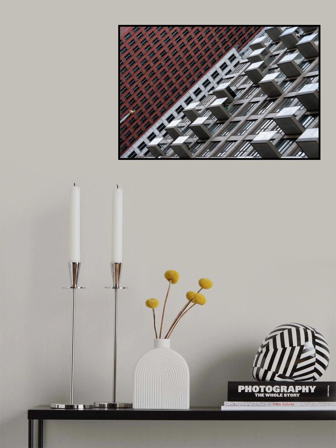 Red and white facade Poster och Canvastavla