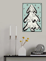 Christmastreeandsnow Babyblue Poster och Canvastavla