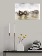 enjoying thermal water in the snow Poster och Canvastavla