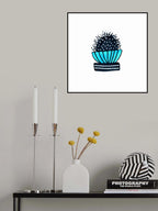 Cactus 2 Desert Plant Blue Black Poster och Canvastavla