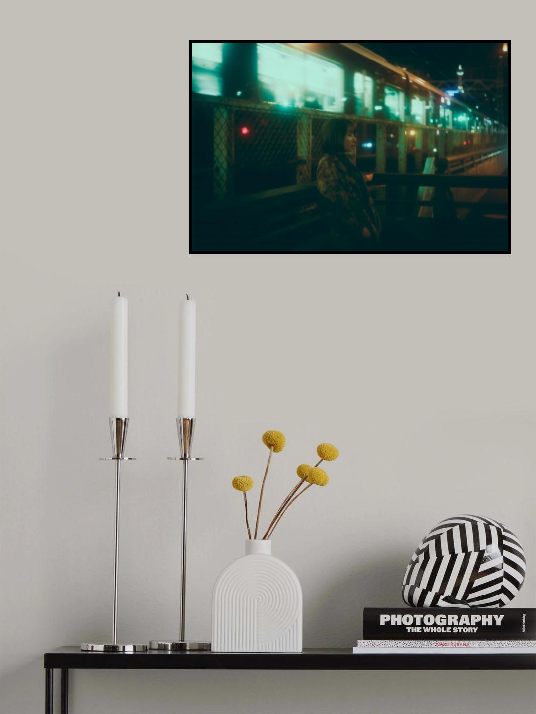 Next to the train at night Poster och Canvastavla