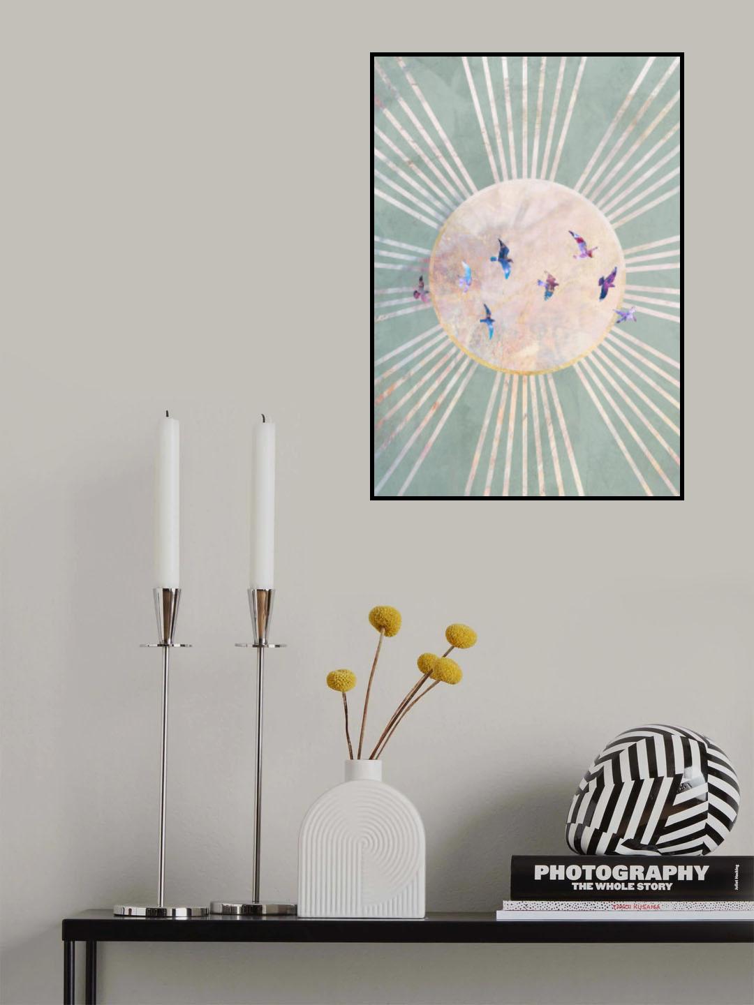 Sun birds green Poster och Canvastavla