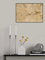 Sepia vintage map of Rennes France Poster och Canvastavla