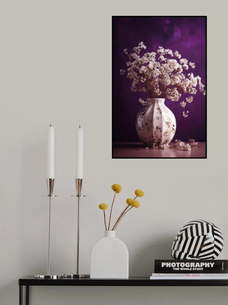 Dry Flowers On Purple Background Poster och Canvastavla