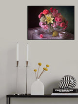 Summer still life with flowers and fruits Poster och Canvastavla