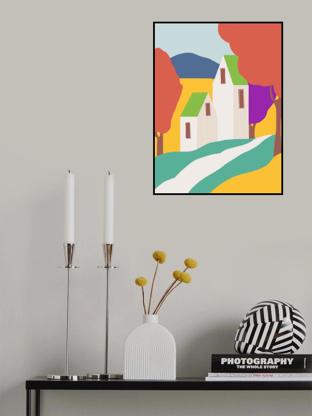 Red Forest Cottage Poster och Canvastavla