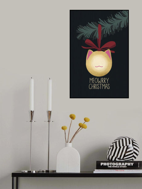 Meowrry Christmas bauble (black, gold) Poster och Canvastavla