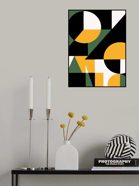 Geometrical Yellow Green and Black Poster och Canvastavla