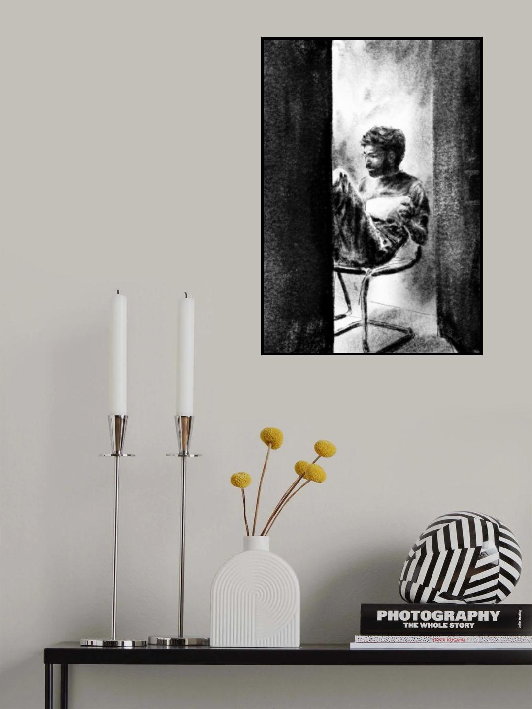 Young Man Reading Poster och Canvastavla