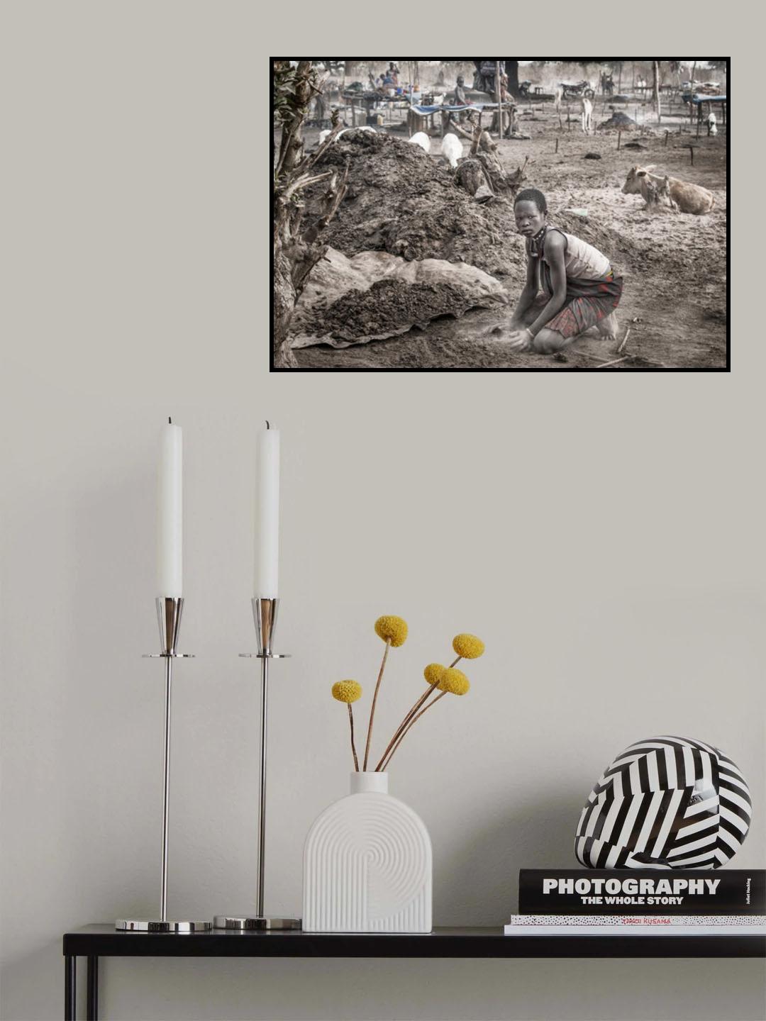 A scene of a Mundari camp - South Sudan Poster och Canvastavla