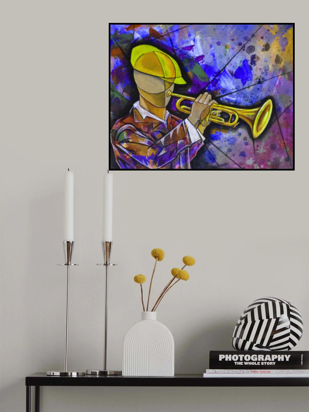 Trumpeter Playing Poster och Canvastavla