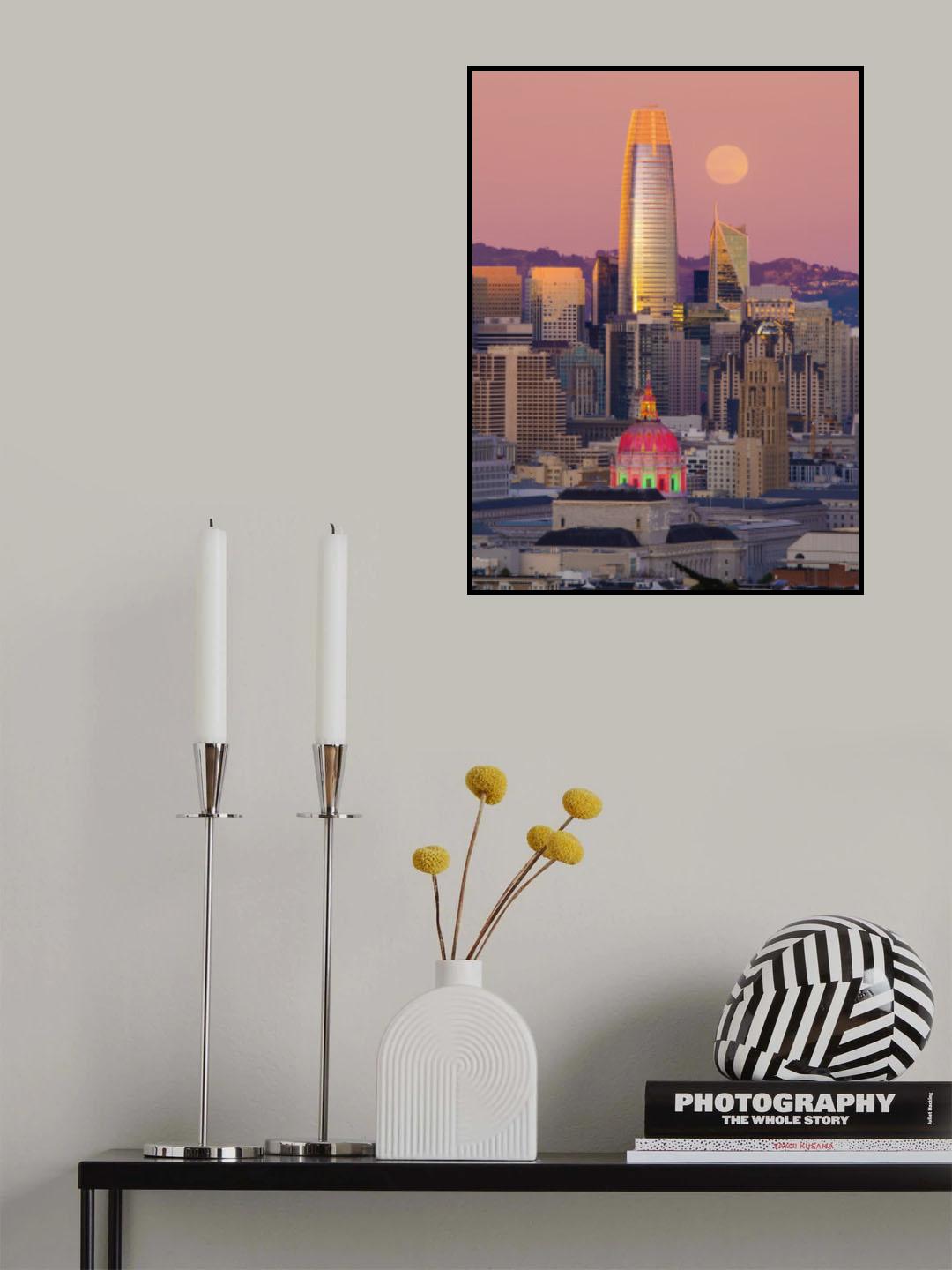 Full Moon And The City Poster och Canvastavla