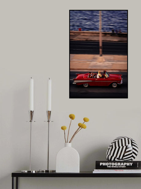 Red Car Driving Poster och Canvastavla