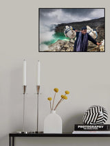 Sulphur miner in Ijen volcano Poster och Canvastavla