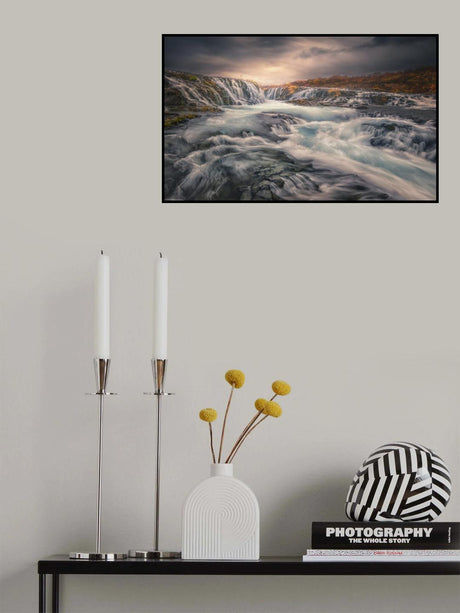 Sunset at Bruarfoss Poster och Canvastavla