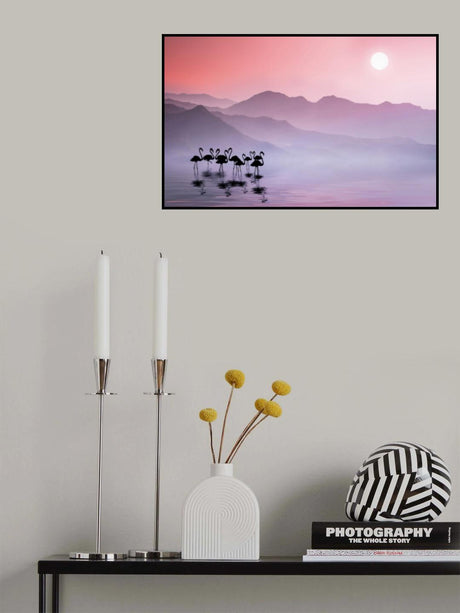 Flamingos Sunset Poster och Canvastavla
