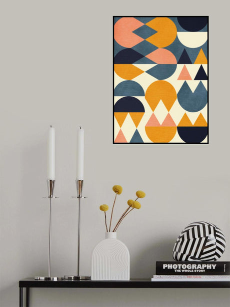 Rainbow Plus Shapes  Blue Mustard6 Poster och Canvastavla