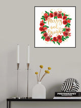 Merry and bright wreath of red English roses Poster och Canvastavla