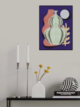 Pop Art Vase and Moon Poster och Canvastavla