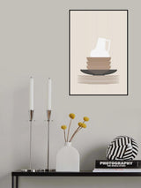 Dishes and a vase in beige Poster och Canvastavla