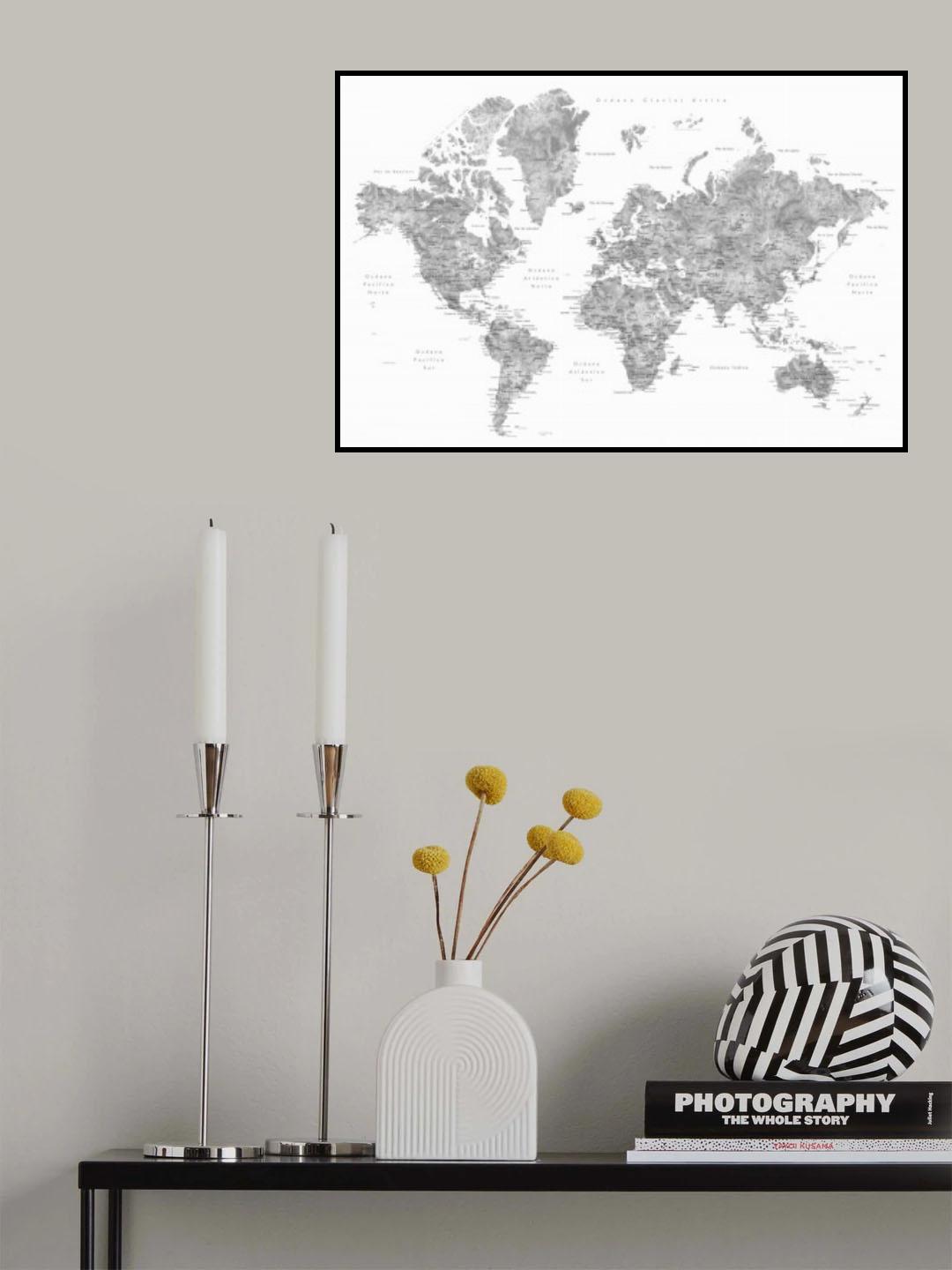 Jimmy world map in Spanish Poster och Canvastavla