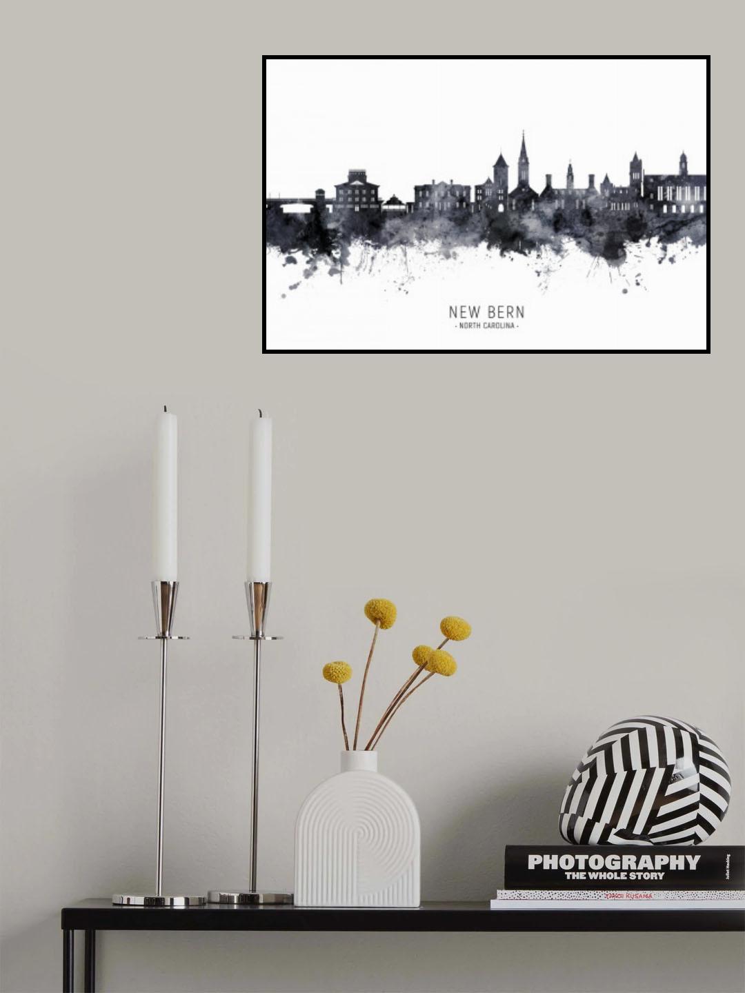 New Bern North Carolina Skyline Poster och Canvastavla