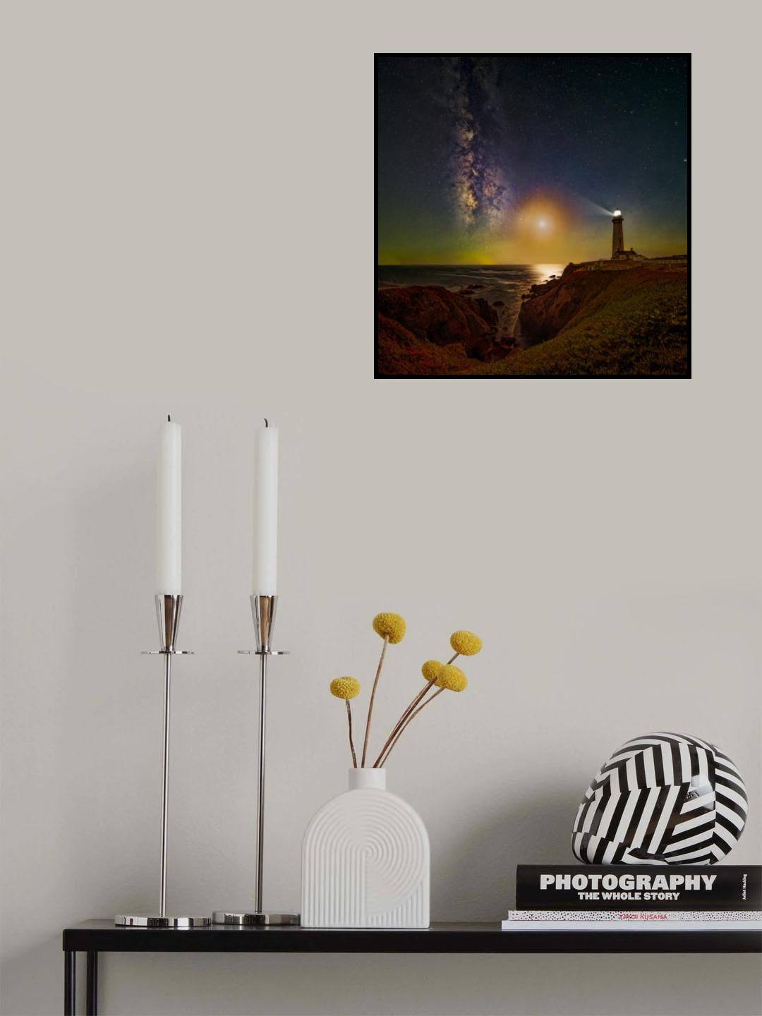 Moon, Milkyway and the Lighthouse Poster och Canvastavla