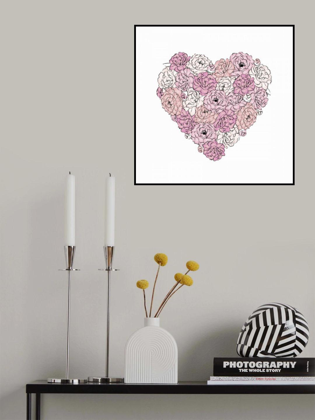Peony Heart Poster och Canvastavla