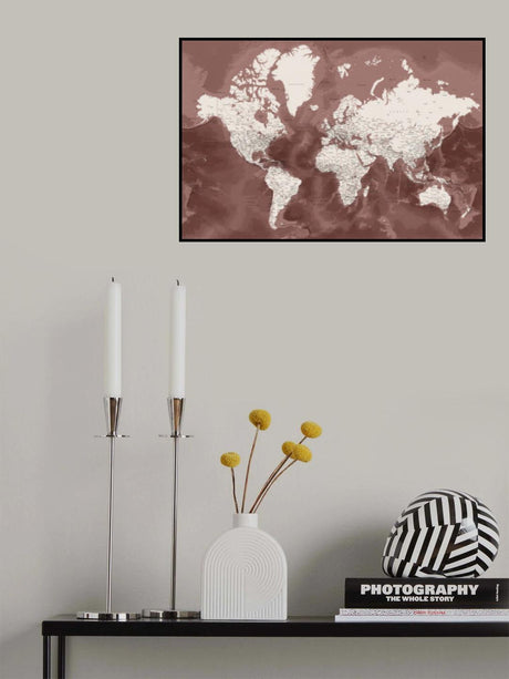 Detailed world map with cities, Hikmat Poster och Canvastavla