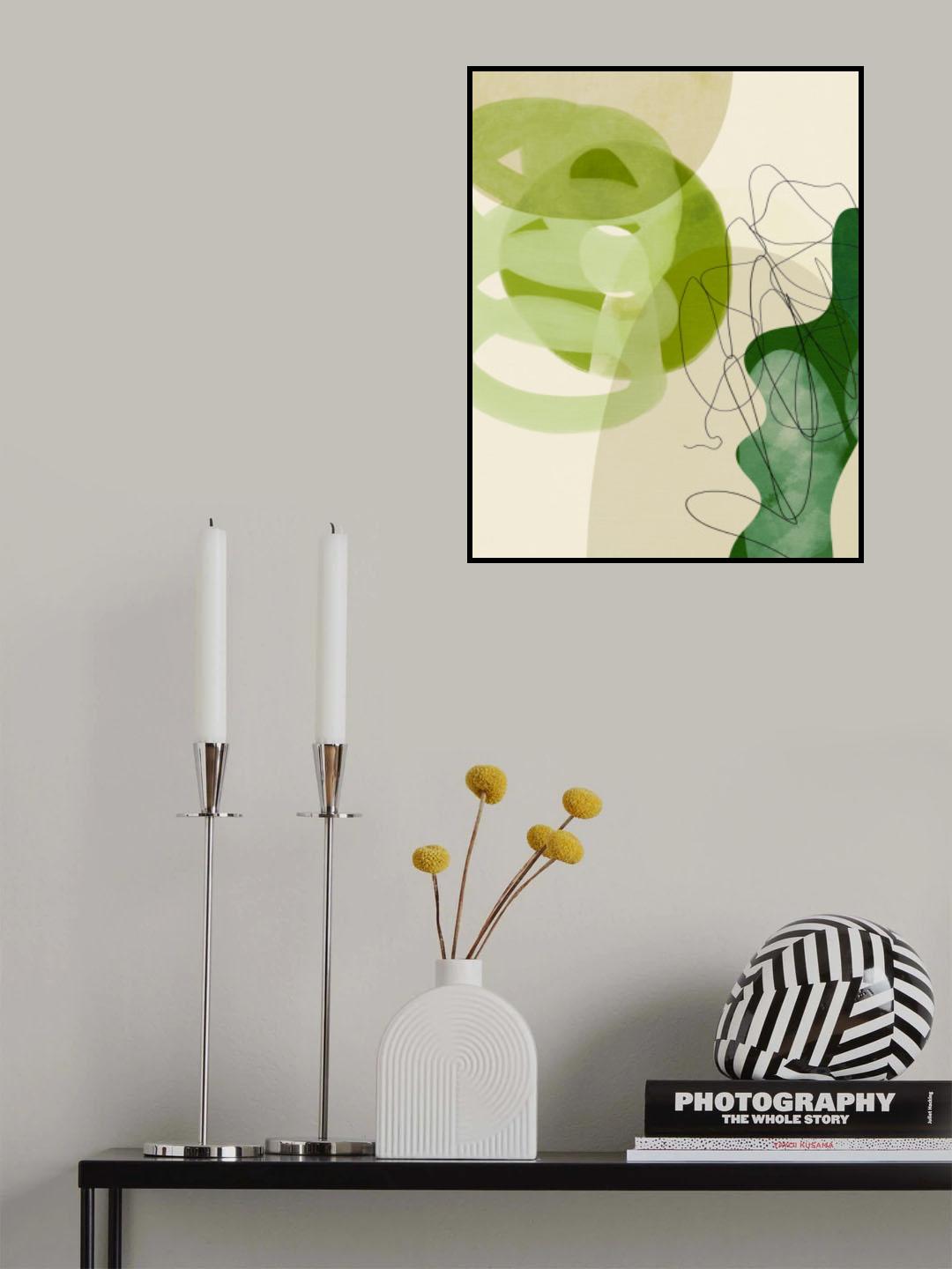 Painted Lines Green Tan 3 Kopie Poster och Canvastavla