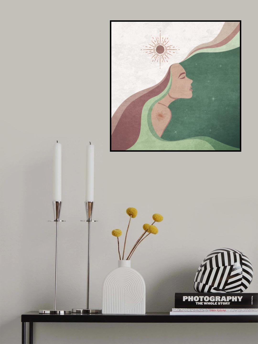 Sun Lady Green Poster och Canvastavla