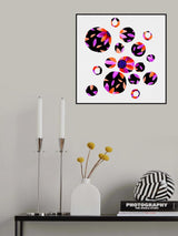 Lavender Black Floral Circles Silhouette Poster och Canvastavla