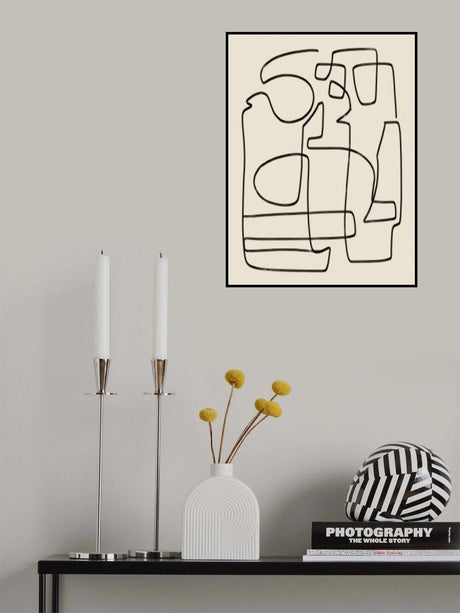 Warm Abstract Line Art Study Poster och Canvastavla