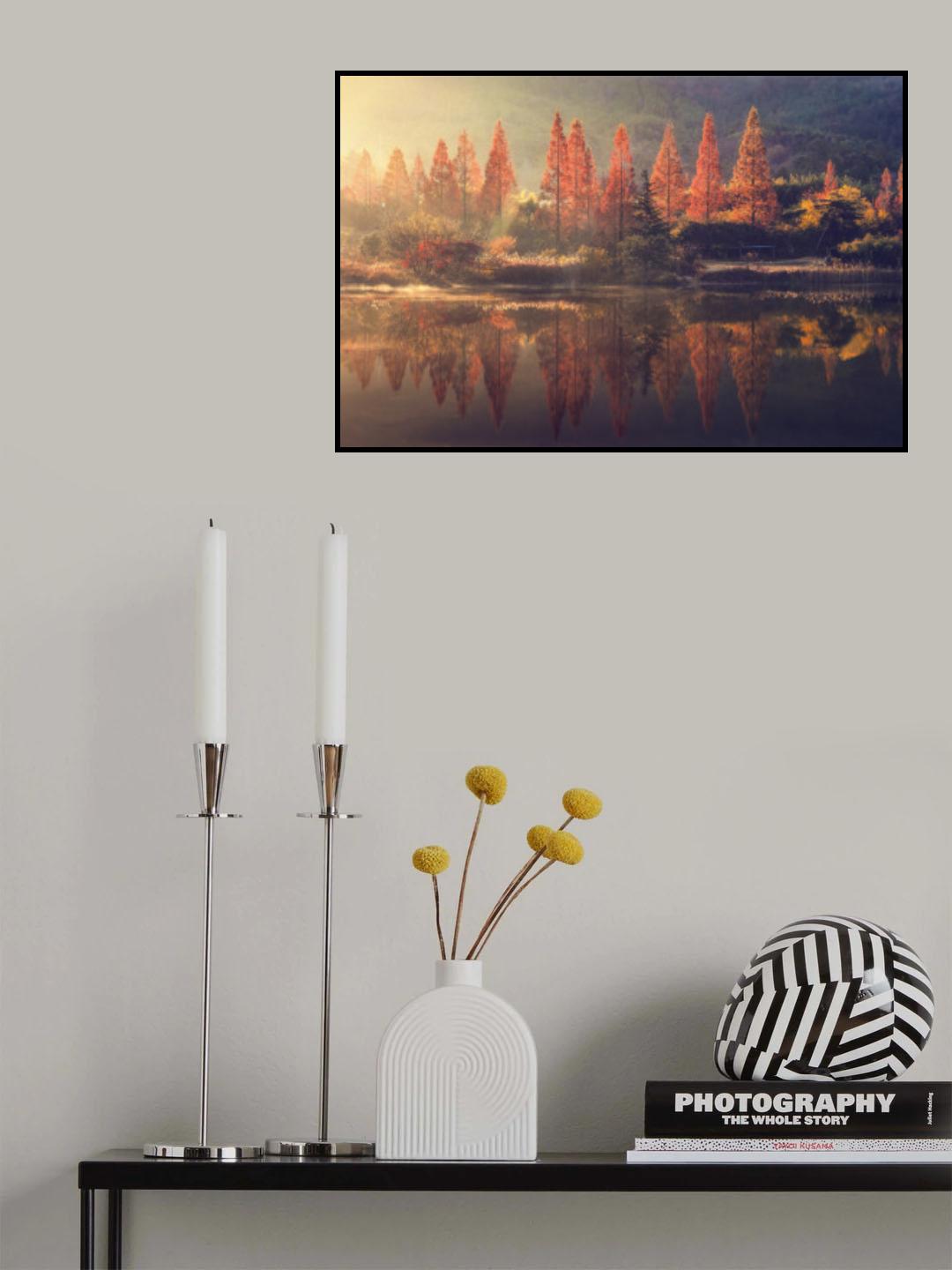 Beautiful morning of the Obong reservoir Poster och Canvastavla