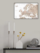 Taupe detailed map of Europe Poster och Canvastavla