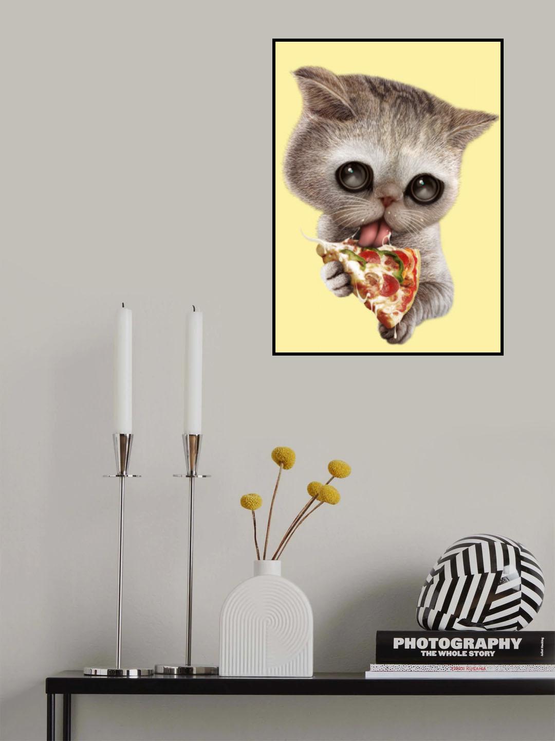 cat loves pizza Poster och Canvastavla
