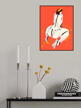Female Nude Back View Orange Poster och Canvastavla