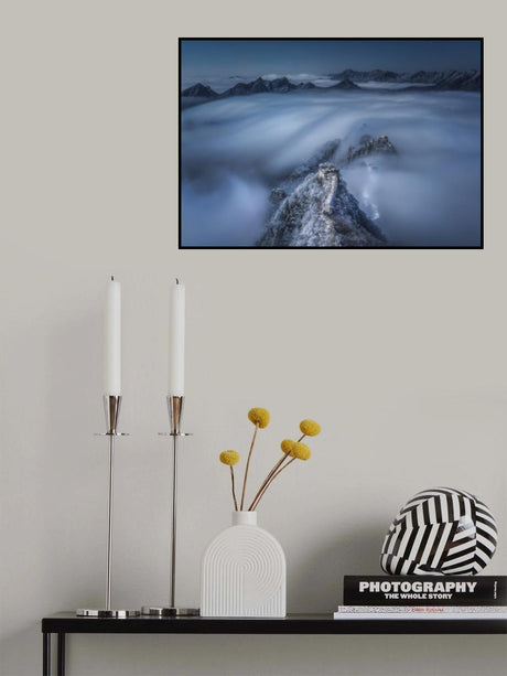 Flowing clouds pass over the Jian Kou Great Wall Poster och Canvastavla