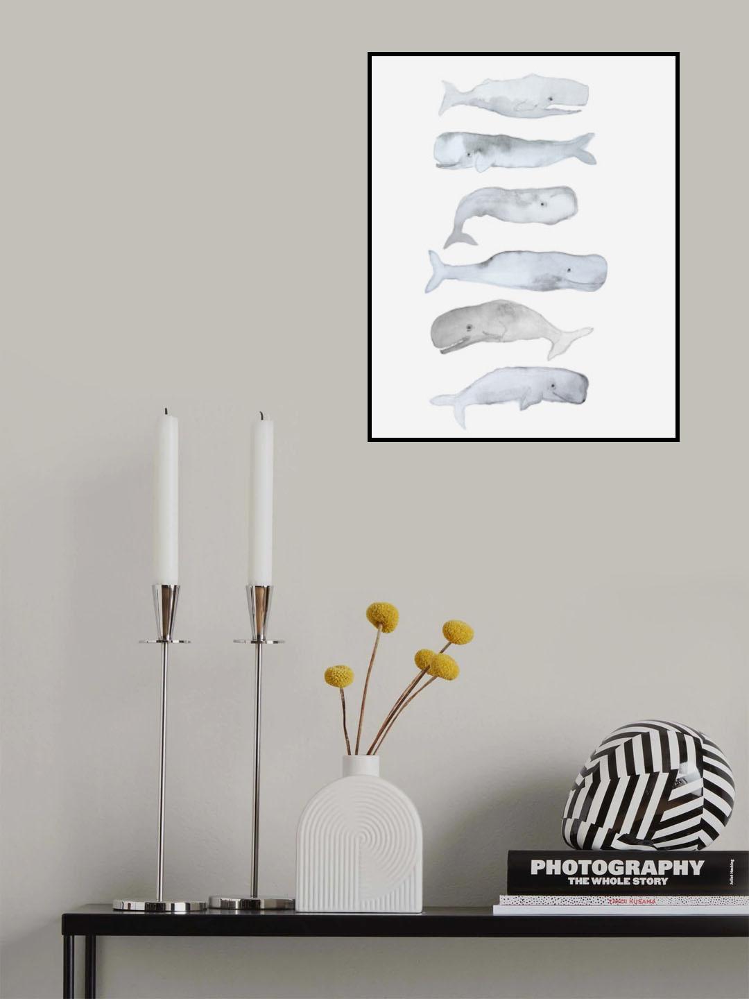 Kids Line Whale Art Poster och Canvastavla